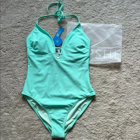 Cupshe Swim Mint Green Halter One Piece Swimsuit Poshmark